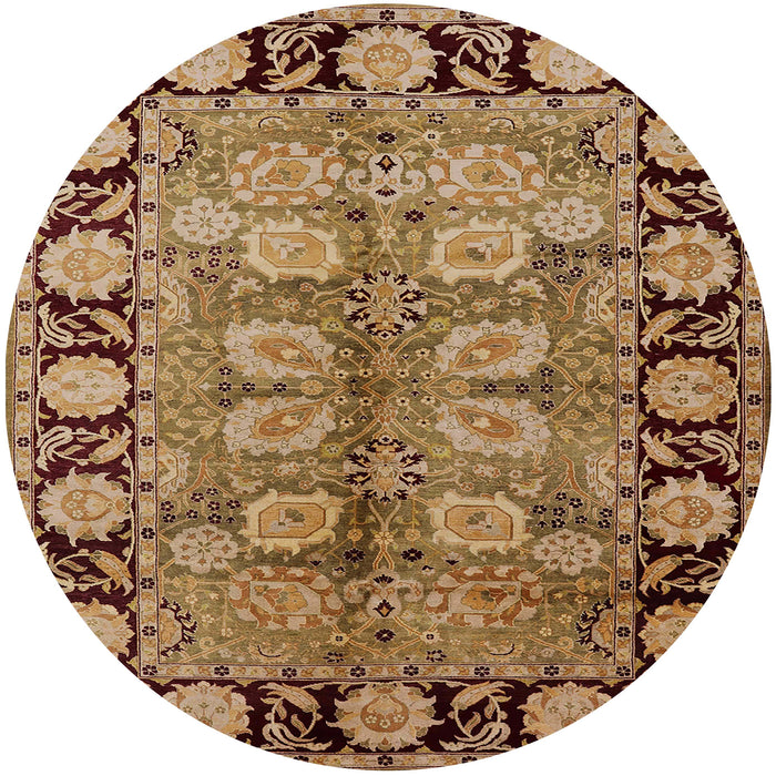 Round Mid-Century Modern Brown Sand Brown Oriental Rug, urb683