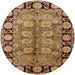 Round Mid-Century Modern Brown Sand Brown Oriental Rug, urb683