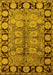 Machine Washable Oriental Yellow Traditional Rug, wshurb683yw