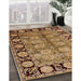 Mid-Century Modern Brown Sand Brown Oriental Rug in Family Room, urb683