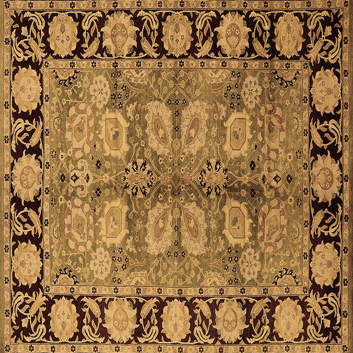 Square Oriental Brown Traditional Rug, urb683brn