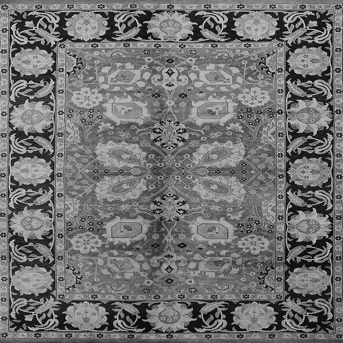 Square Machine Washable Oriental Gray Traditional Rug, wshurb683gry