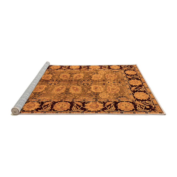Sideview of Machine Washable Oriental Orange Traditional Area Rugs, wshurb683org