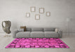 Machine Washable Oriental Pink Traditional Rug in a Living Room, wshurb683pnk