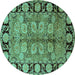 Round Oriental Turquoise Traditional Rug, urb683turq