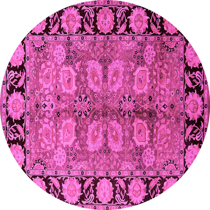 Round Oriental Pink Traditional Rug, urb683pnk