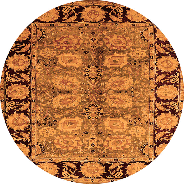 Round Oriental Orange Traditional Rug, urb683org