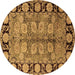 Round Oriental Brown Traditional Rug, urb683brn