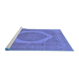 Sideview of Machine Washable Medallion Blue French Rug, wshurb684blu