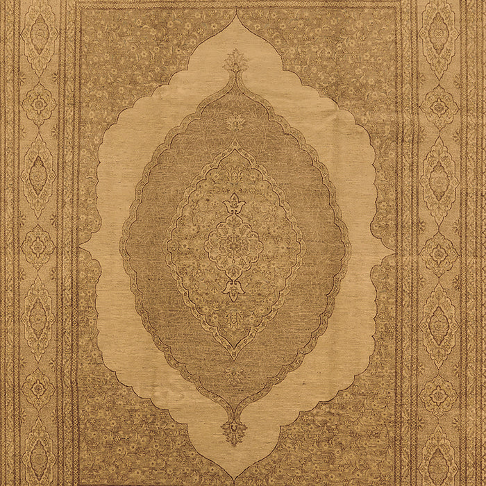 Machine Washable Medallion Brown French Rug, wshurb684brn