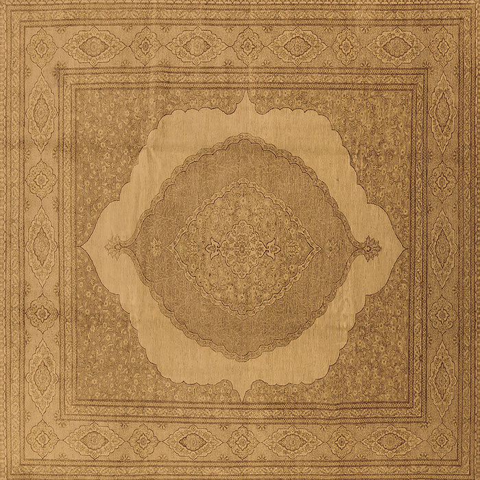 Square Machine Washable Medallion Brown French Rug, wshurb684brn