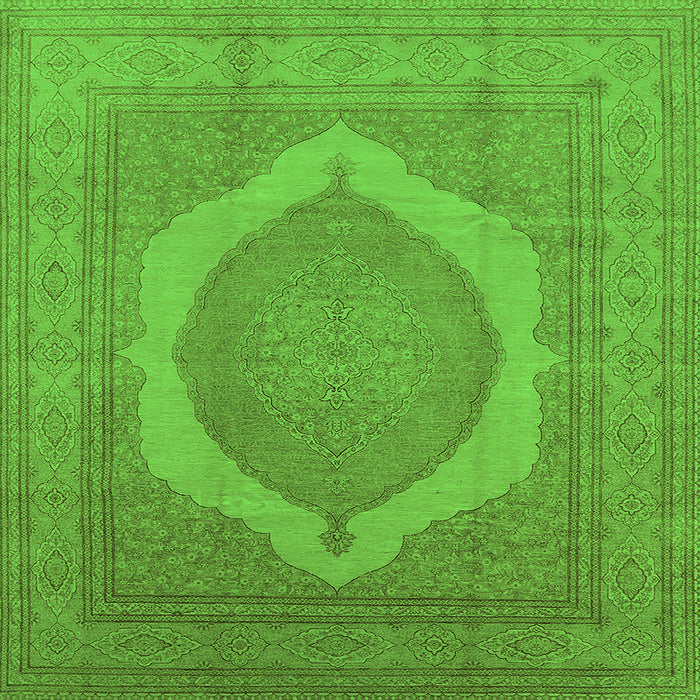 Square Medallion Green French Rug, urb684grn