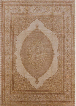 Mid-Century Modern Light Copper Gold Medallion Rug, urb684