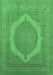 Machine Washable Medallion Emerald Green French Area Rugs, wshurb684emgrn