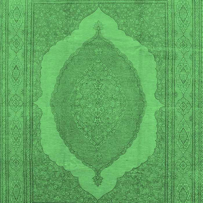 Machine Washable Medallion Emerald Green French Area Rugs, wshurb684emgrn