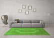 Machine Washable Medallion Green French Area Rugs in a Living Room,, wshurb684grn