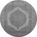 Round Machine Washable Medallion Gray French Rug, wshurb684gry