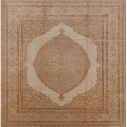 Square Machine Washable Industrial Modern Light Copper Gold Rug, wshurb684