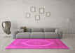 Machine Washable Medallion Pink French Rug in a Living Room, wshurb684pnk
