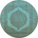 Round Medallion Light Blue French Rug, urb684lblu