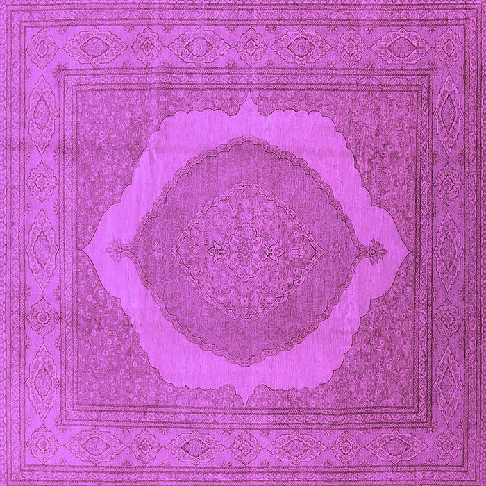 Square Machine Washable Medallion Purple French Area Rugs, wshurb684pur