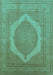 Machine Washable Medallion Turquoise French Area Rugs, wshurb684turq
