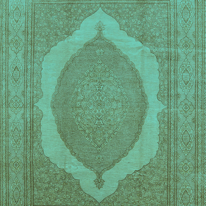 Machine Washable Medallion Turquoise French Area Rugs, wshurb684turq