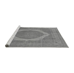 Sideview of Machine Washable Medallion Gray French Rug, wshurb684gry