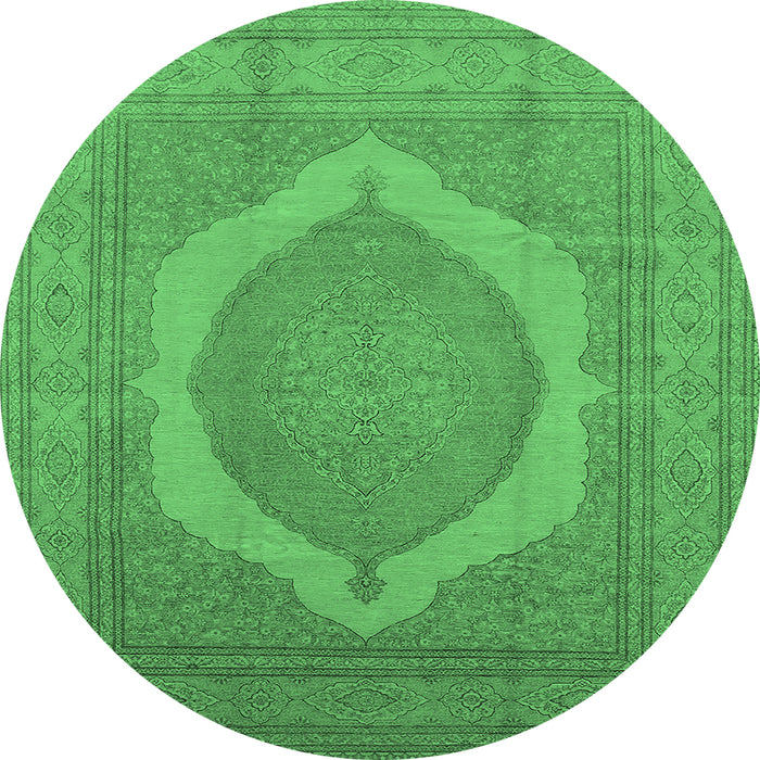 Round Medallion Emerald Green French Rug, urb684emgrn