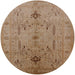 Round Mid-Century Modern Light Brown Oriental Rug, urb685