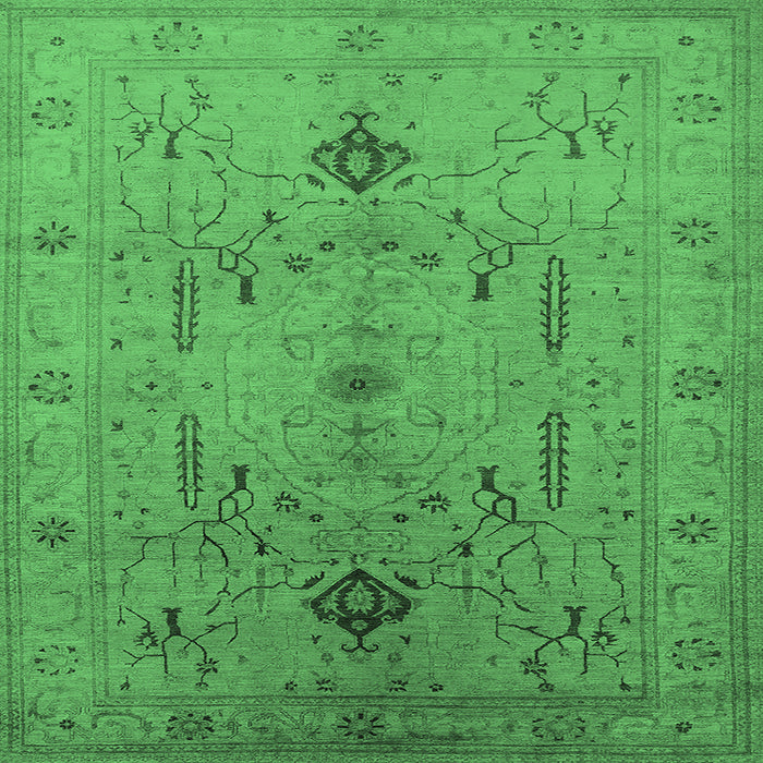 Square Oriental Emerald Green Traditional Rug, urb685emgrn