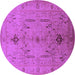 Round Machine Washable Oriental Purple Traditional Area Rugs, wshurb685pur