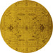 Round Oriental Yellow Traditional Rug, urb685yw
