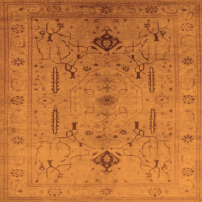 Square Machine Washable Oriental Orange Traditional Area Rugs, wshurb685org