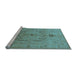 Sideview of Machine Washable Oriental Light Blue Traditional Rug, wshurb685lblu