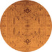 Round Oriental Orange Traditional Rug, urb685org