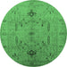 Round Oriental Emerald Green Traditional Rug, urb685emgrn