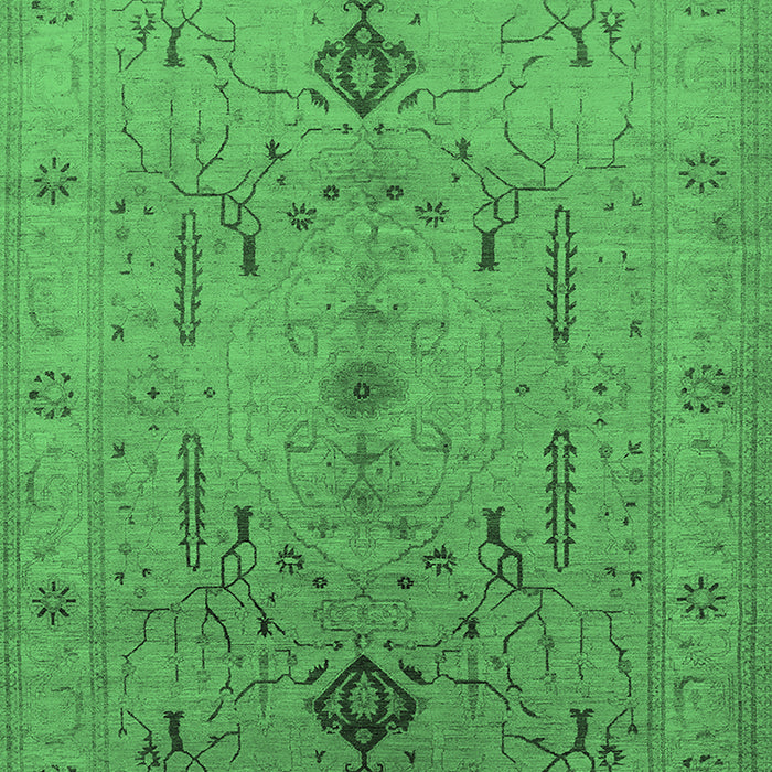 Machine Washable Oriental Emerald Green Traditional Area Rugs, wshurb685emgrn