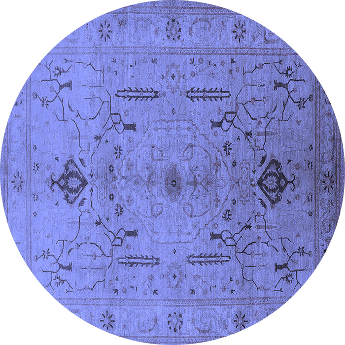 Round Oriental Blue Traditional Rug, urb685blu