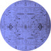 Round Oriental Blue Traditional Rug, urb685blu
