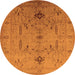 Round Machine Washable Oriental Orange Traditional Area Rugs, wshurb685org