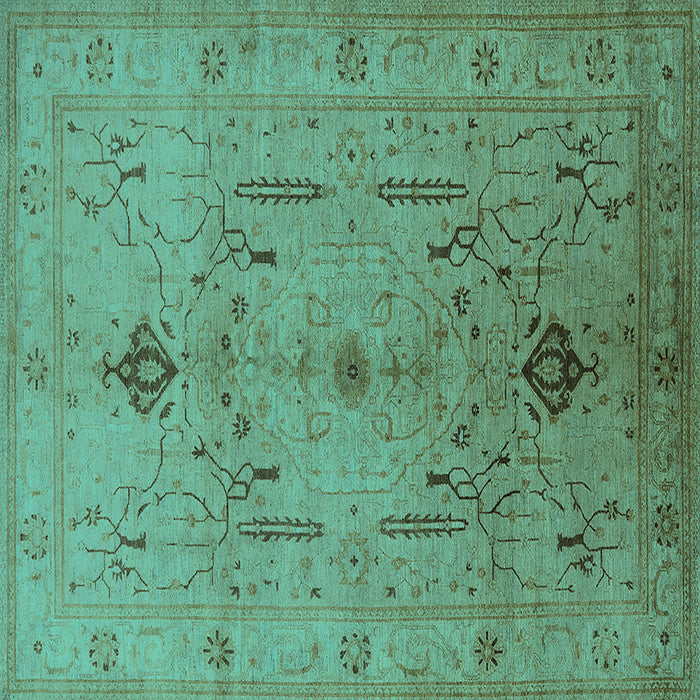 Square Oriental Turquoise Traditional Rug, urb685turq