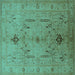 Square Oriental Turquoise Traditional Rug, urb685turq