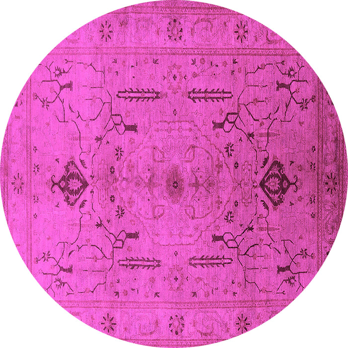 Round Oriental Pink Traditional Rug, urb685pnk
