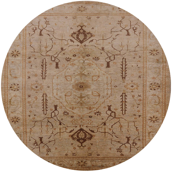 Round Machine Washable Industrial Modern Light Brown Rug, wshurb685