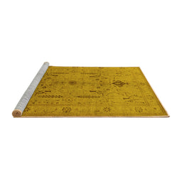 Sideview of Machine Washable Oriental Yellow Traditional Rug, wshurb685yw