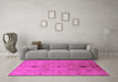 Machine Washable Oriental Pink Traditional Rug in a Living Room, wshurb685pnk