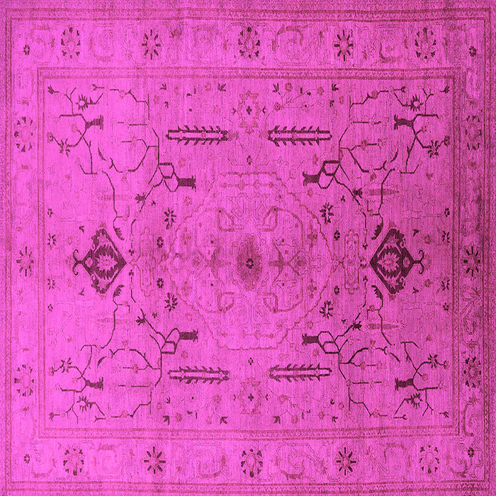 Square Machine Washable Oriental Pink Traditional Rug, wshurb685pnk