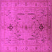 Square Machine Washable Oriental Pink Traditional Rug, wshurb685pnk