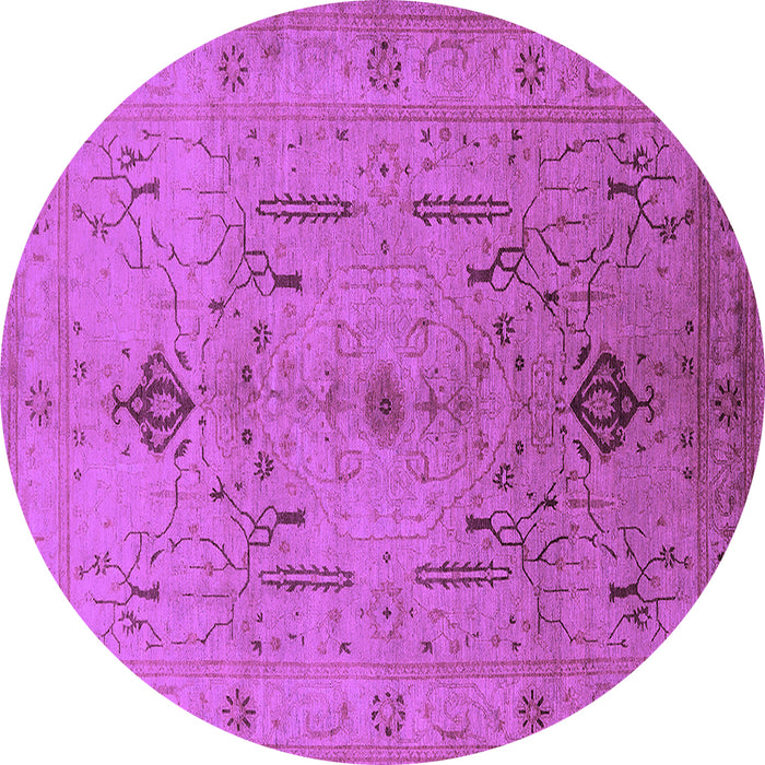 Round Oriental Purple Traditional Rug, urb685pur